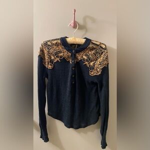 Free People Crochet Detail Top